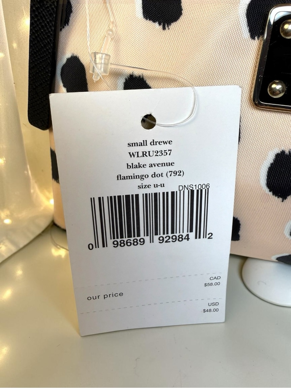 Kate Spade ♠️ Polka Dot Nylon Cosmetic Pouch Wristlet Pink Black Zip Clutch ✨NWT - Picture 5 of 10